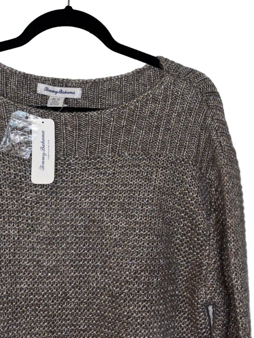 Tommy Bahama Pewter Bahati Bateau Neck Long Sleeve Sweater - Size M - NWT